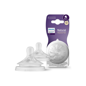 AVENT TETINA NATURAL T6 LIQUIDOS ESPESOS PHILIPS RESPONSE +6 MESES 2UNIDADES